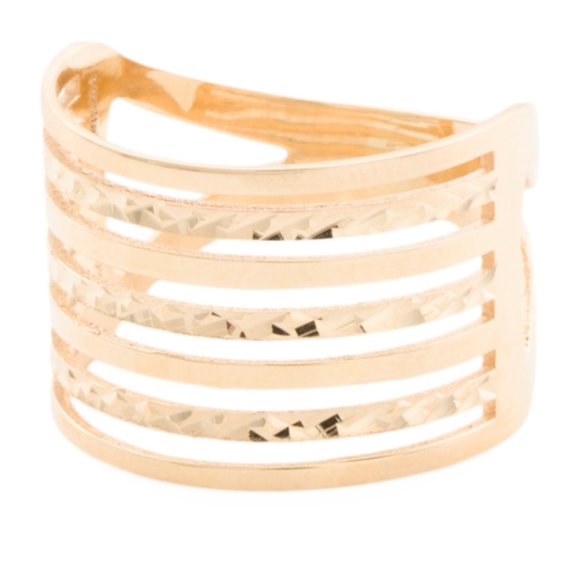 MIA FIORE Made In Italy 14kt Gold Multi Row Polished Diamond Cut Ring Size 8 NEW - Picture 5 of 13